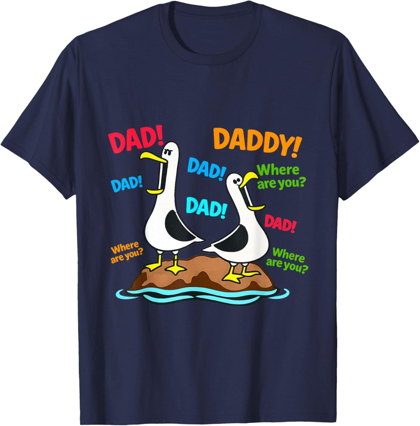 Funny Seagull Dad Daddy Ocean Bird Fathers Day T-Shirt - T-Shirt | Navy