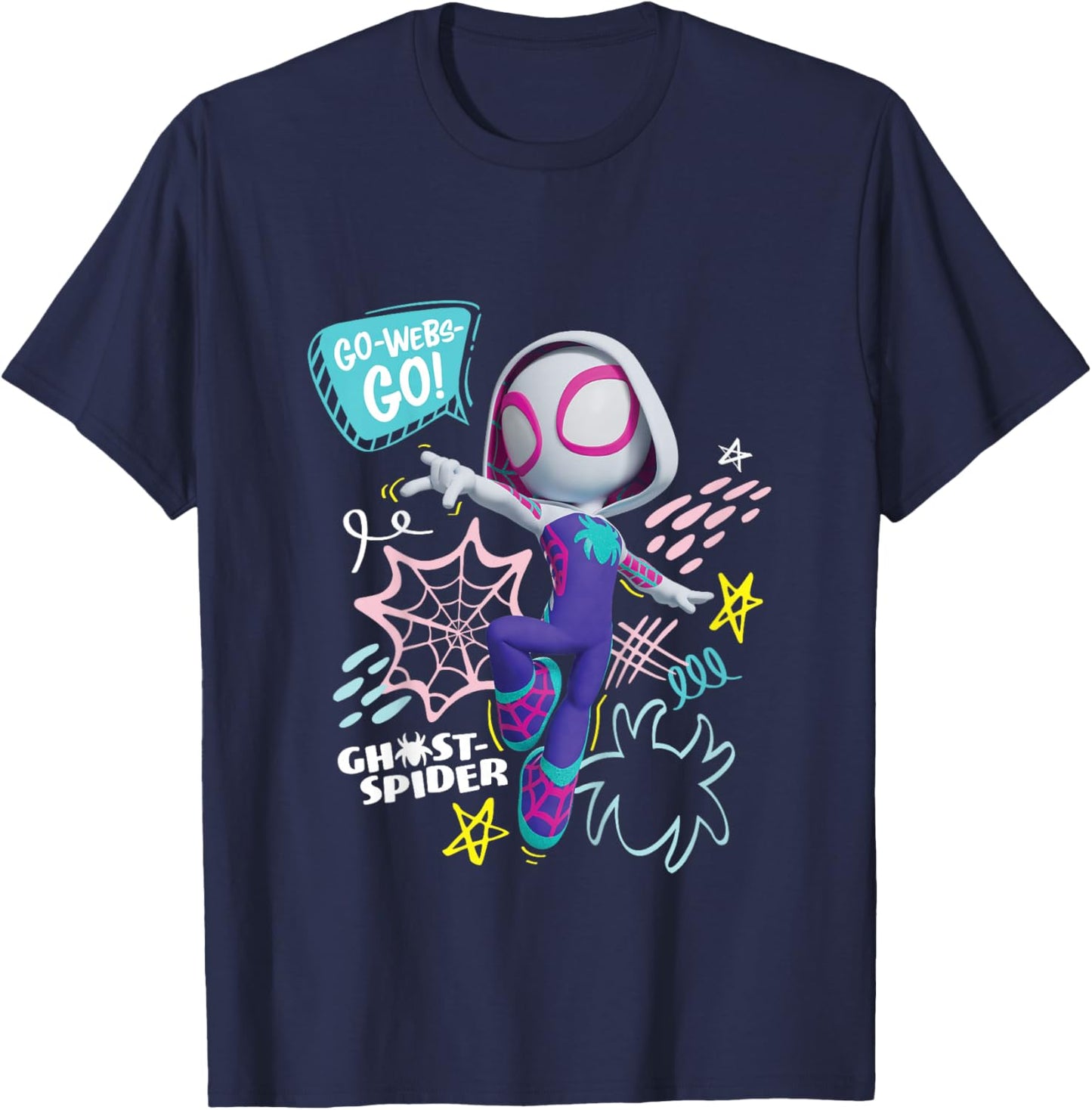 Marvel Spidey and His Amazing Friends Ghost-Spider Go Webs! T-Shirt - T-Shirt | Navy