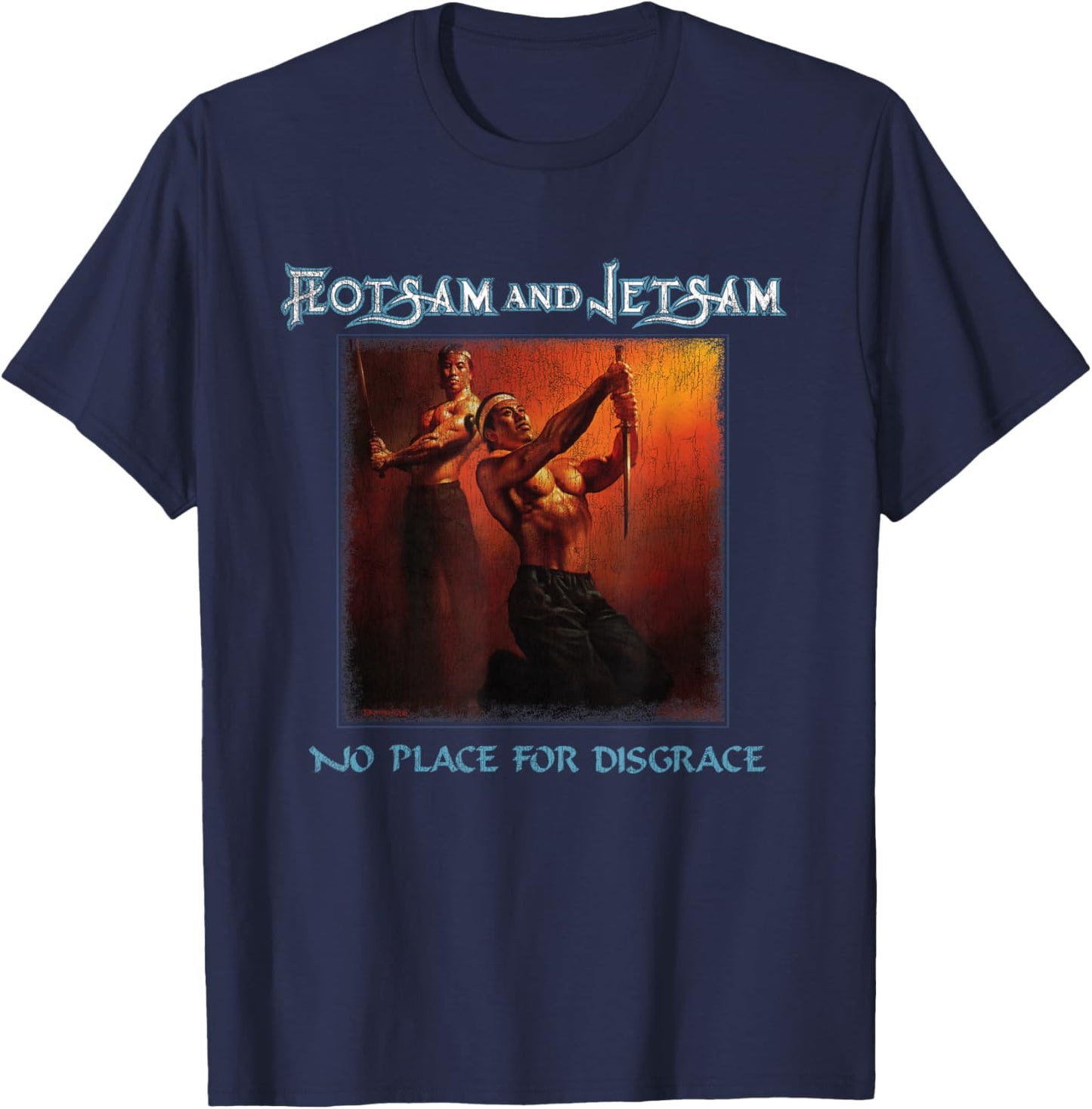 Manic Merch LLC Flotsam and Jetsam - No Place for Disgrace Classic Fit Black T-Shirt - T-Shirt | Navy
