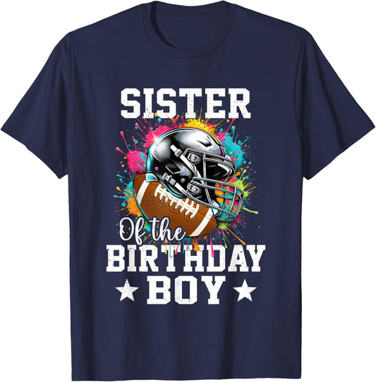 Sister Of The Birthday Boy Football Lover First Birthday T-Shirt - T-Shirt | Navy