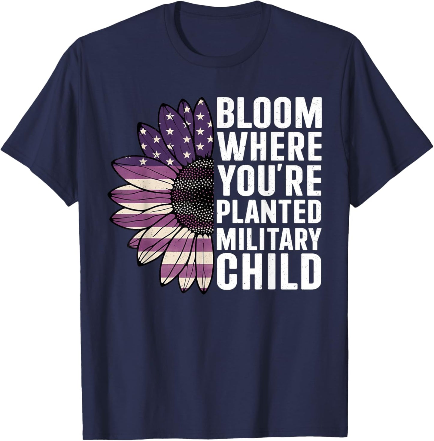 Purple Up For Military Kids Flag USA Military Child Month T-Shirt - T-Shirt | Navy