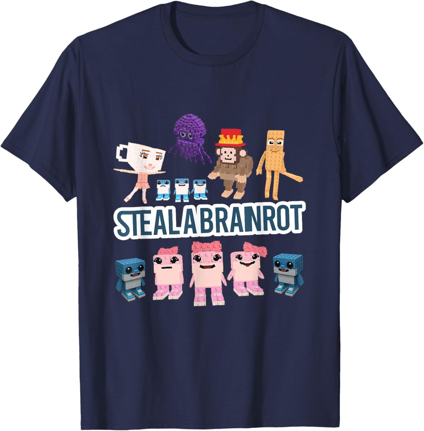 Steal a Brain Rot Shirt Funny Gamer Design T-Shirt - T-Shirt | Navy