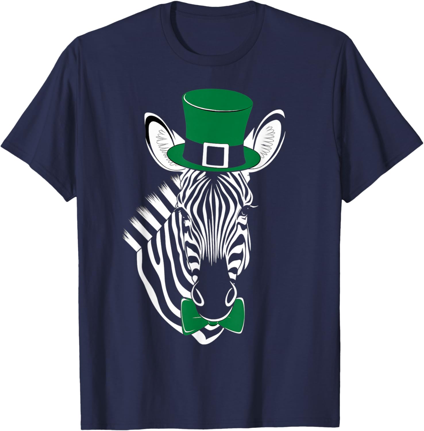 Green Zebra shamrock on St Patricks Day Zebra T-Shirt - T-Shirt | Navy