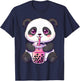 Panda with Boba Bubble Tea Cute Kawaii T-Shirt - T-Shirt | Navy