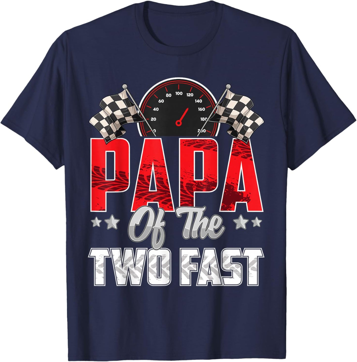 2 year old racing car two fast birthday 2nd Family Papa T-Shirt - T-Shirt | Navy