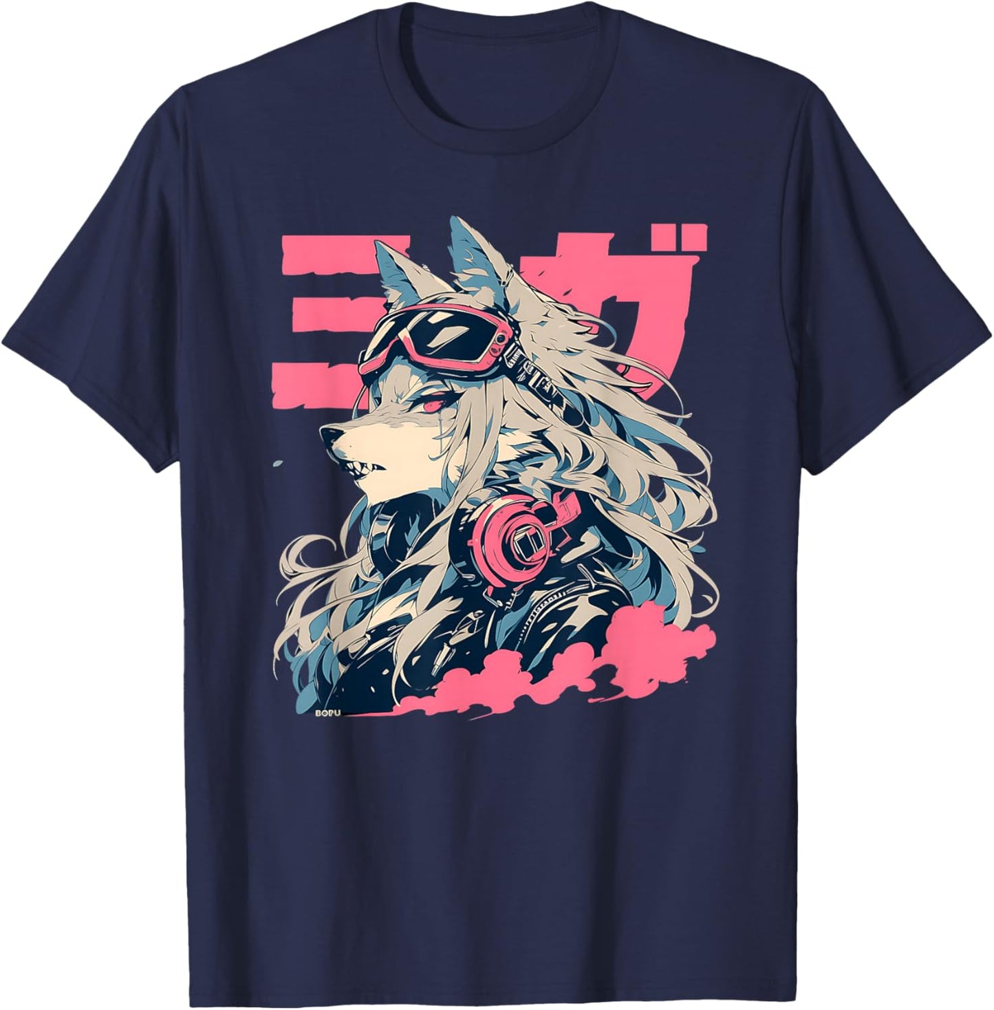 Goth Grunge Demon Anime Furry Wolf Horror Alt Aesthetic T-Shirt - T-Shirt | Navy