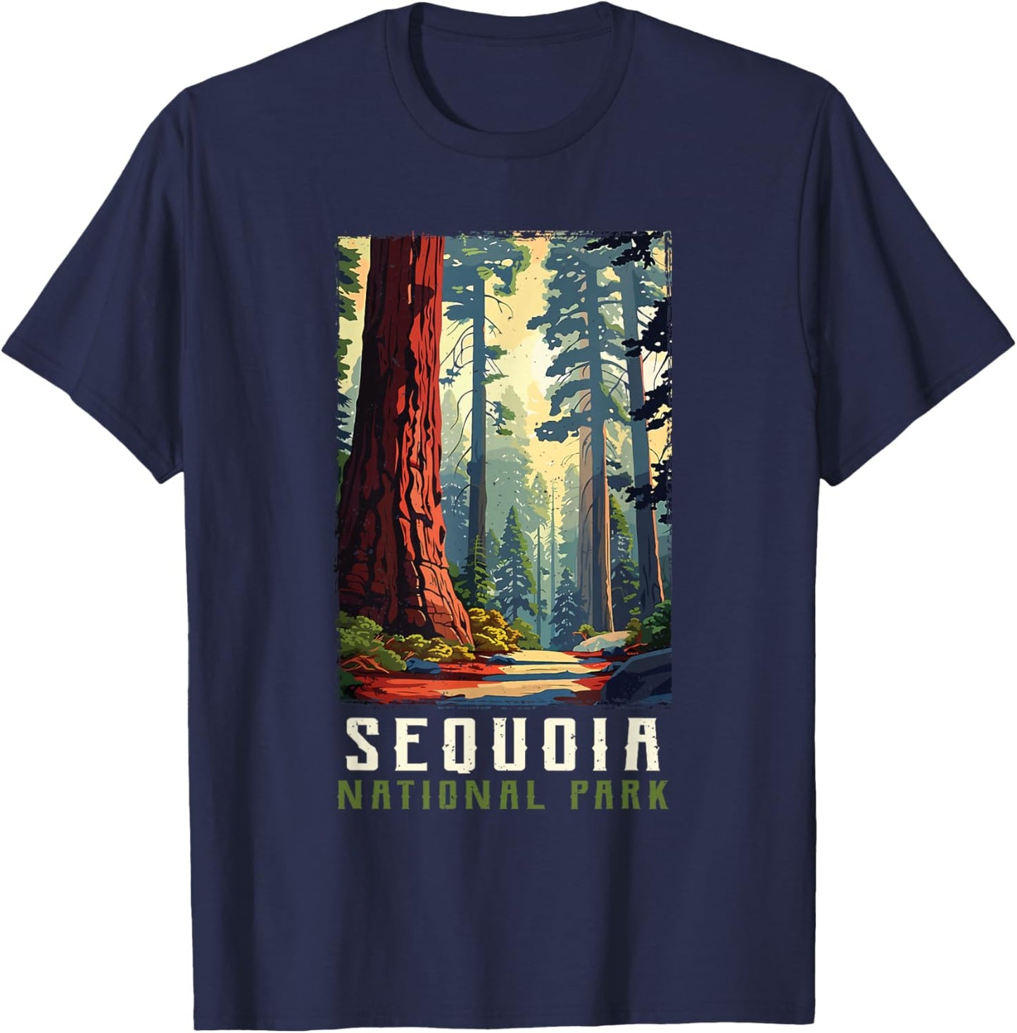 Retro Vintage Sequoia National Park for kids Hiking Camping T-Shirt - T-Shirt | Navy