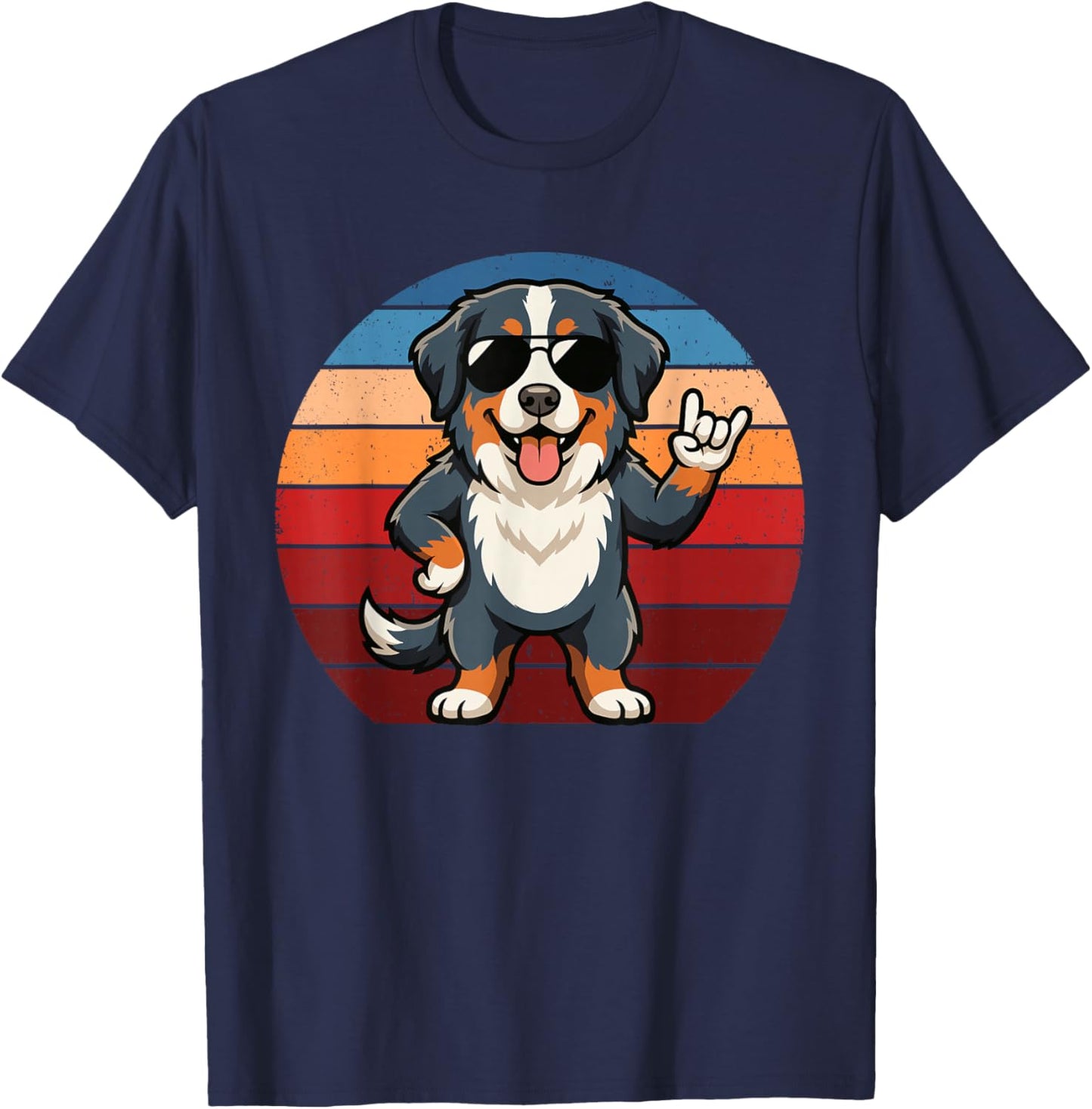 Retro Bernese Mountain Dog Mom Funny Bernese Mountain Dog T-Shirt - T-Shirt | Navy