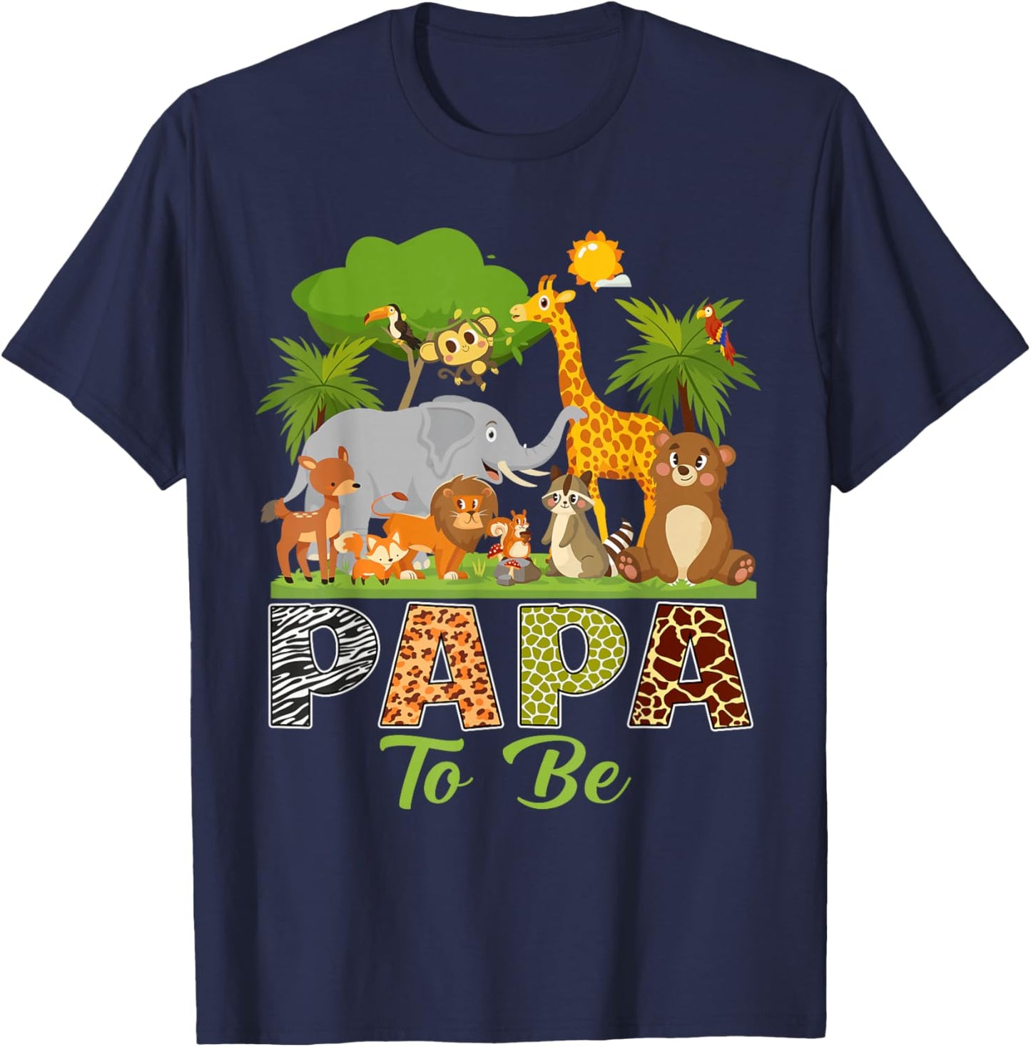 Soon To Be Papa Jungle Animal Safari Baby Announcement T-Shirt - T-Shirt | Navy