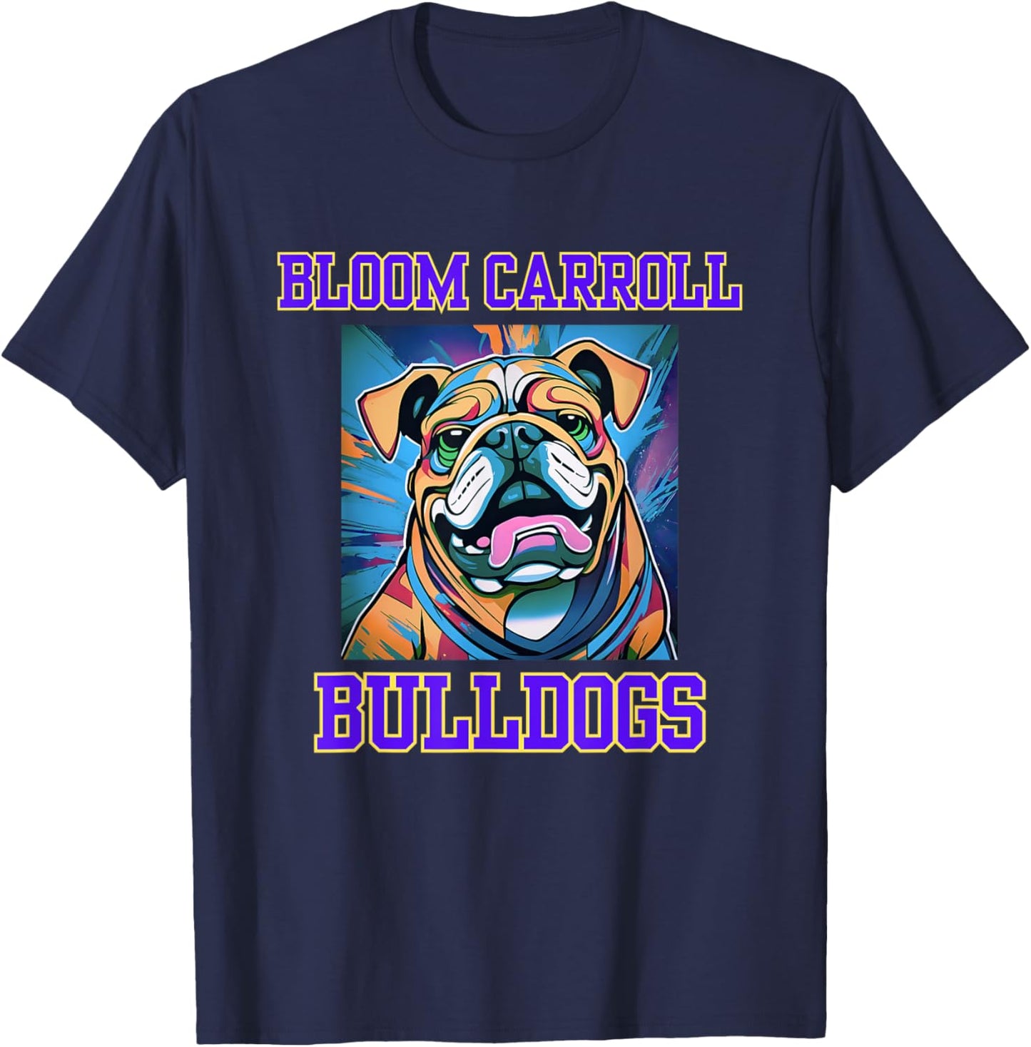 Cool Bloom Carroll Bulldogs Pop Art Graffiti T-Shirt - T-Shirt | Navy