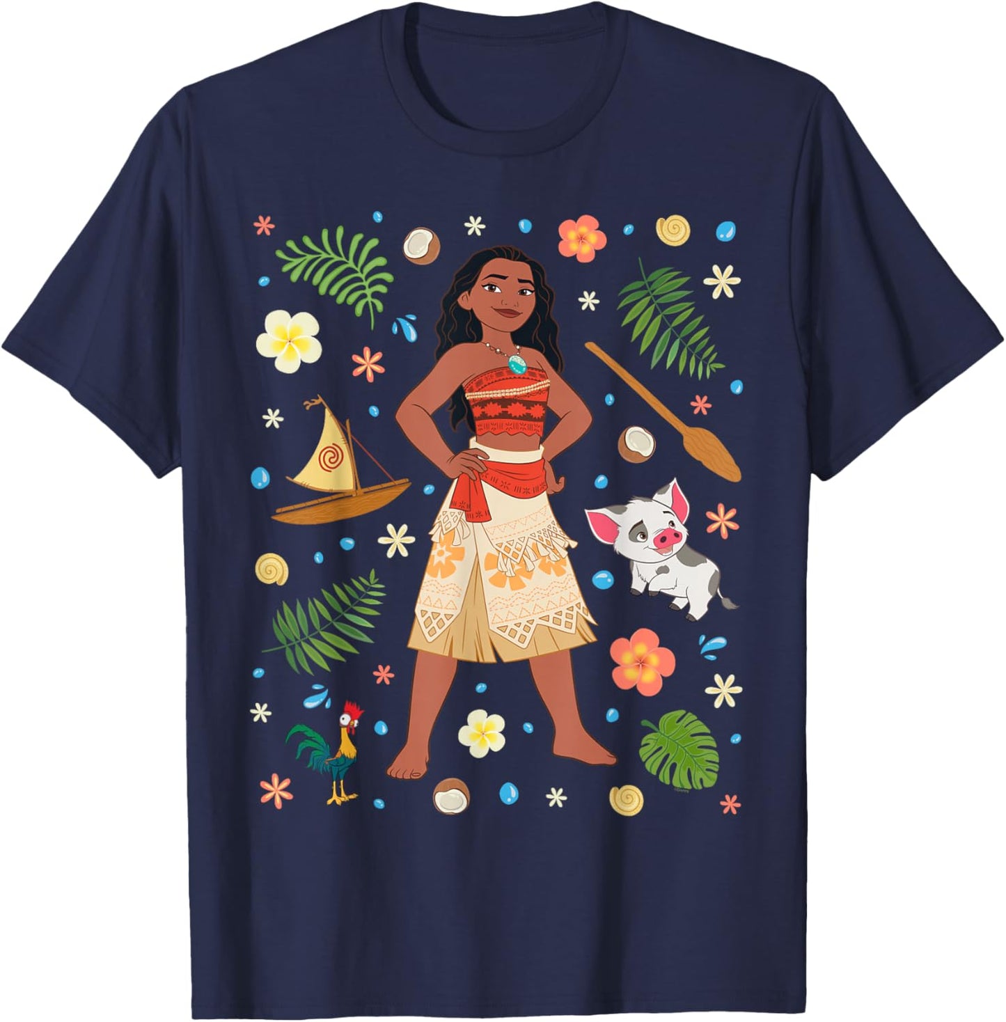 Disney Princess Moana Collage Portrait T-Shirt - T-Shirt | Navy