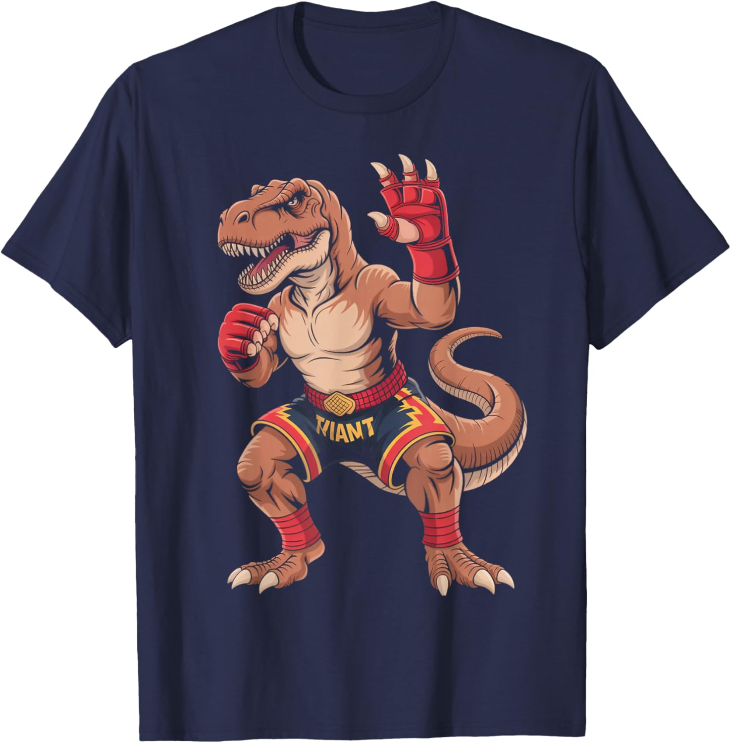 Muay Thai Dinosaur Trex Thaiboxer Kickboxing Muay Thai T-Shirt - T-Shirt | Navy