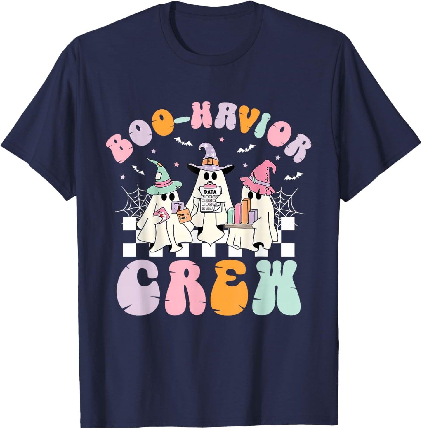 Retro Boo-Havior Crew Behavior Analyst Halloween RBT T-Shirt - T-Shirt | Navy