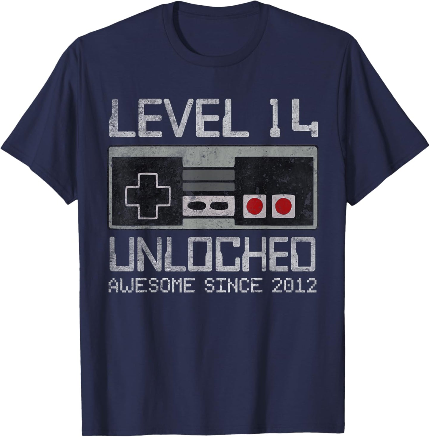 Level 14 Unlocked 14th Birthday 14 Year Old Video Gamer Boy T-Shirt - T-Shirt | Navy