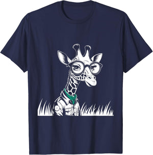 Cute Giraffe Glasses Funny Animal Lover Cool Casual Hipster T-Shirt - T-Shirt | Navy