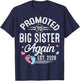 Promoted to Big Sister Again Est 2026 Baby Gender Reveal T-Shirt - T-Shirt | Navy
