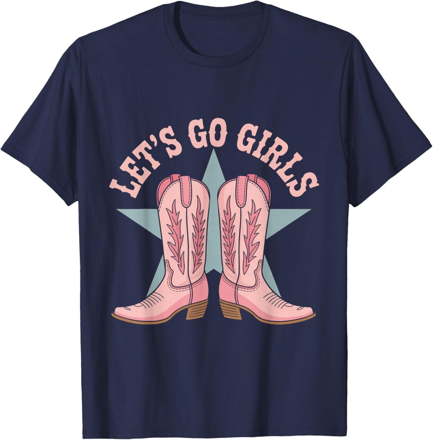 Lets Go Girls Coquette Western Country Graphic Cowgirl T-Shirt - T-Shirt | Navy