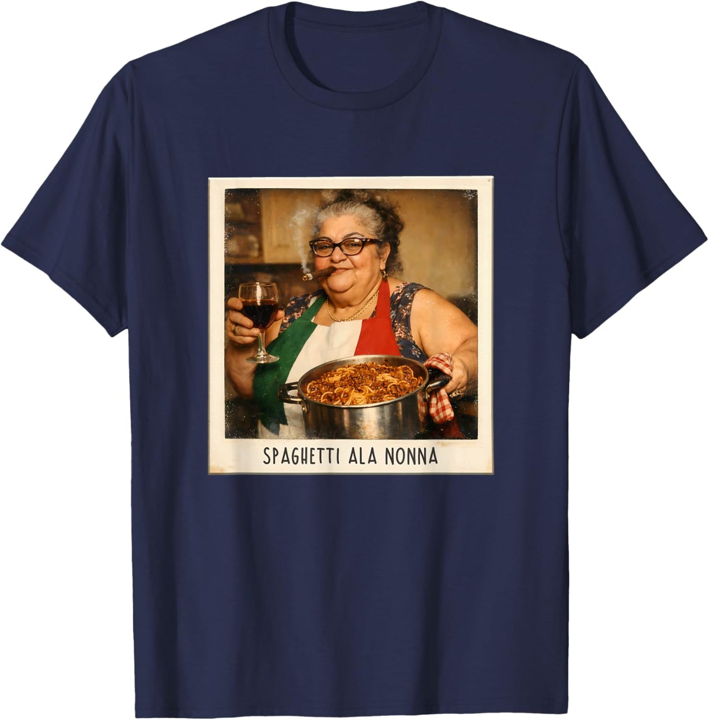 Spaghetti ALA Nonna Lustiges Italienische Pasta Oma Retro T-Shirt - T-Shirt | Navy