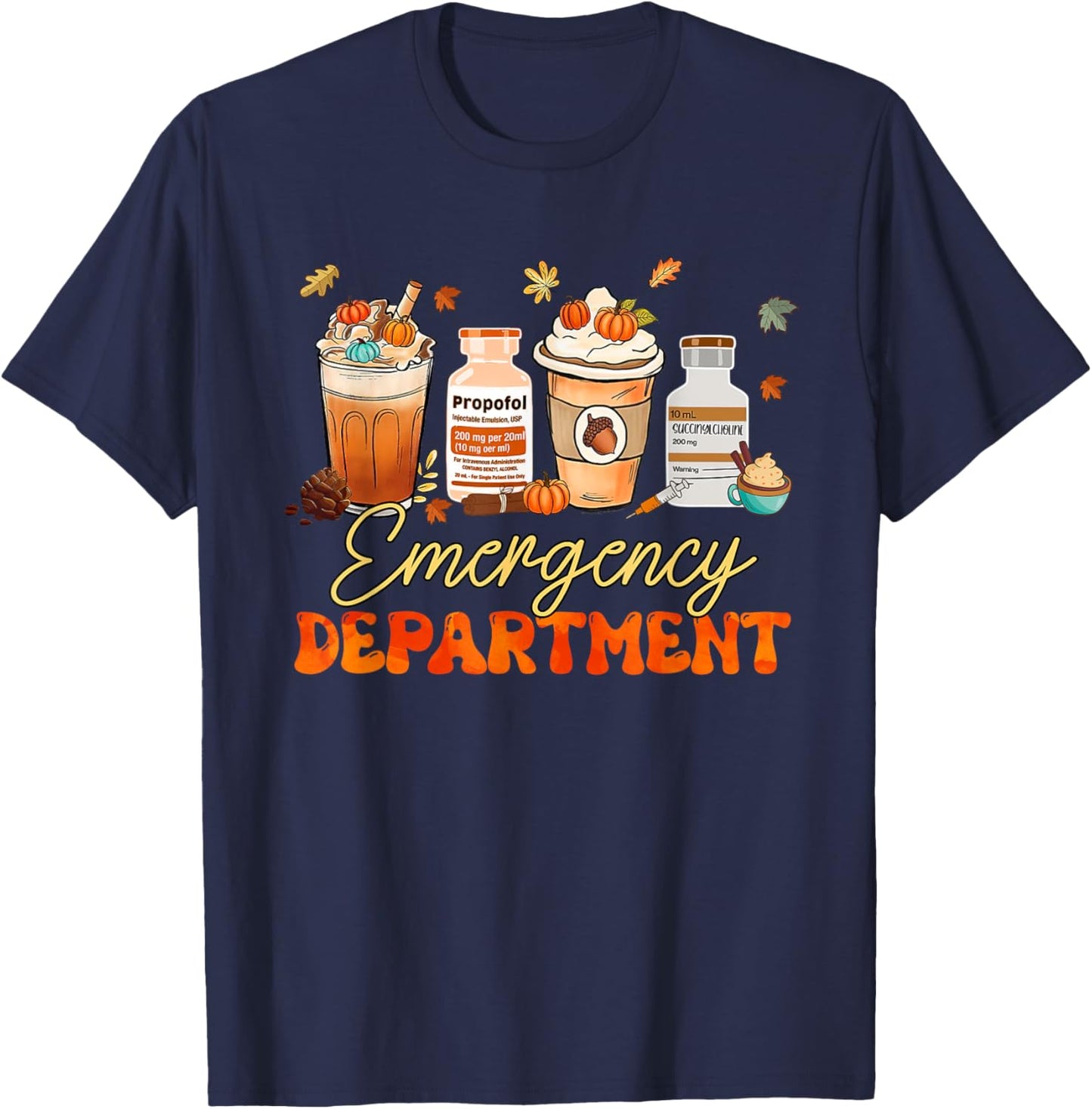 Fall ER Nurse Emergency Room Nurse School Pumpkin Spice T-Shirt - T-Shirt | Navy