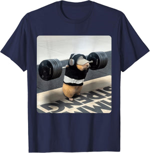 Hamster Gym Squad Funny Cute Rat Weight Lifting Leg Day T-Shirt - T-Shirt | Navy