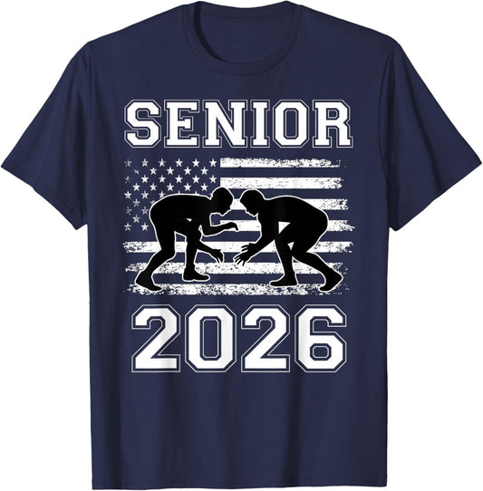 Class Of 2026 Senior Wrestling High School Wrestler T-Shirt - T-Shirt | Navy