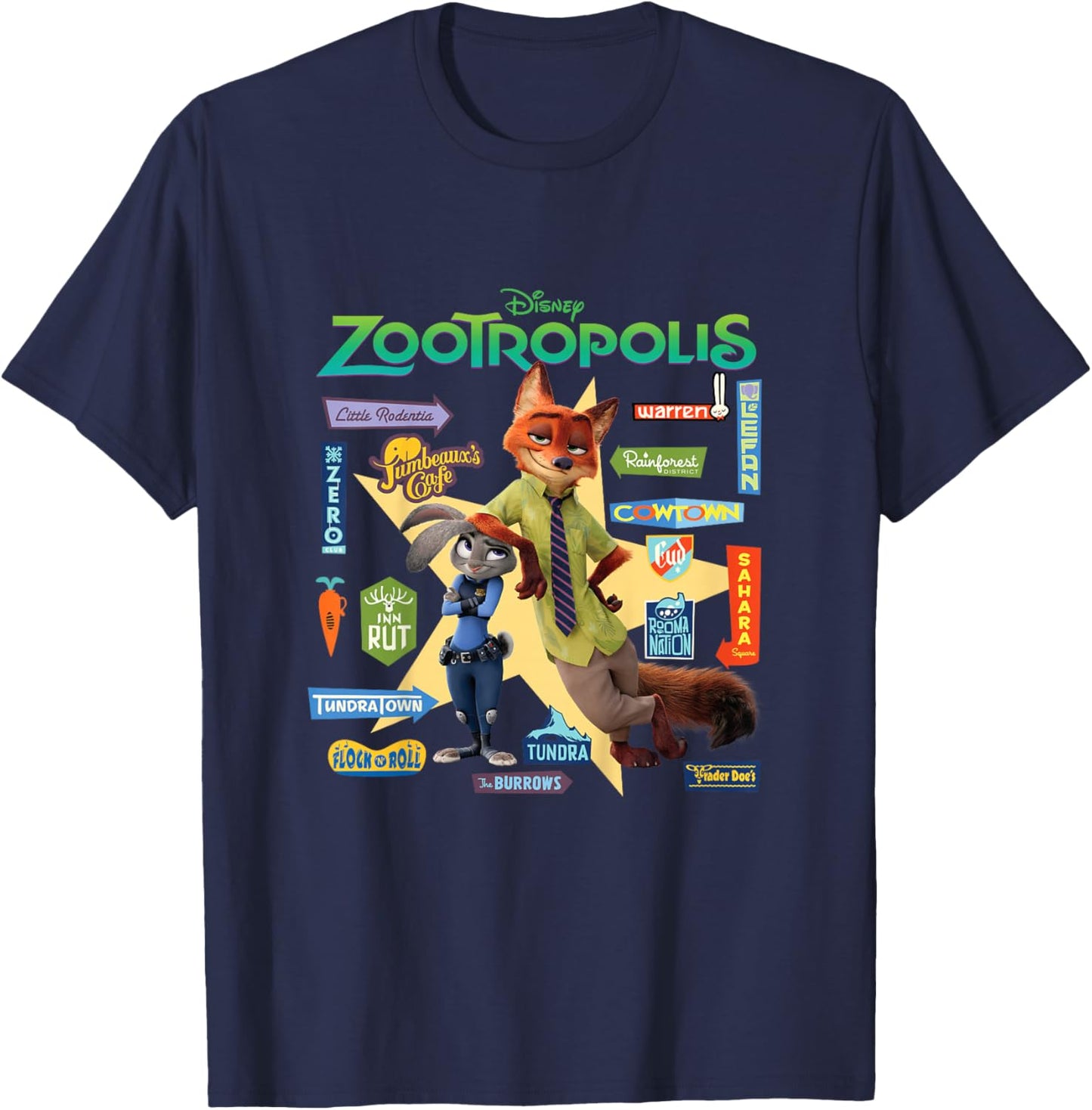 Zootopia Signs T-Shirt - T-Shirt | Navy