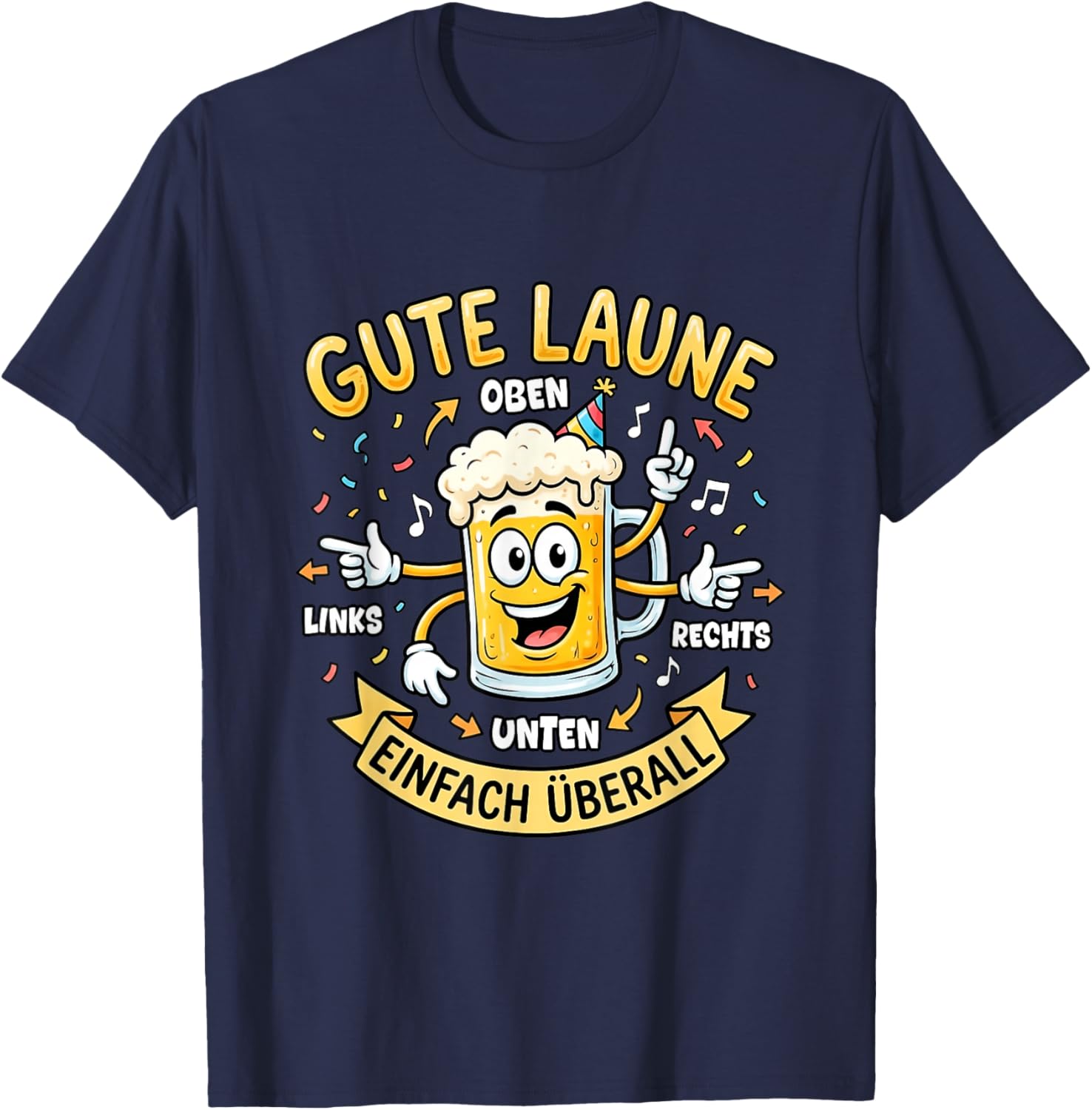 Gute Laune – Top Bottom Left Right Carnival Fancy Dress T-Shirt - T-Shirt | Navy