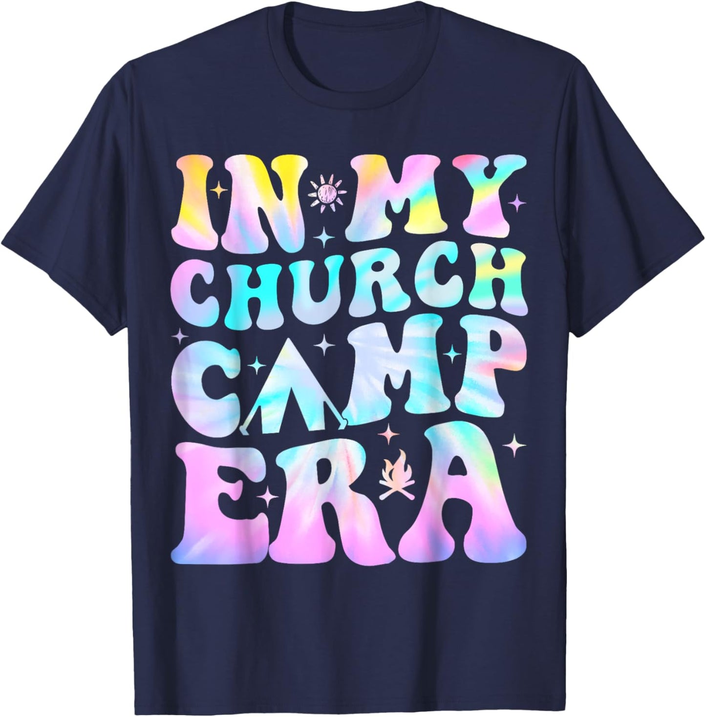 In My Church Camp Era Funny Summer Camp Camping Retro T-Shirt - T-Shirt | Navy