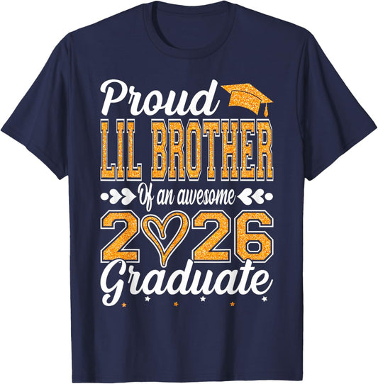 Proud Lil Brother of an Awesome 2026 Graduate Senior T-Shirt - T-Shirt | Navy