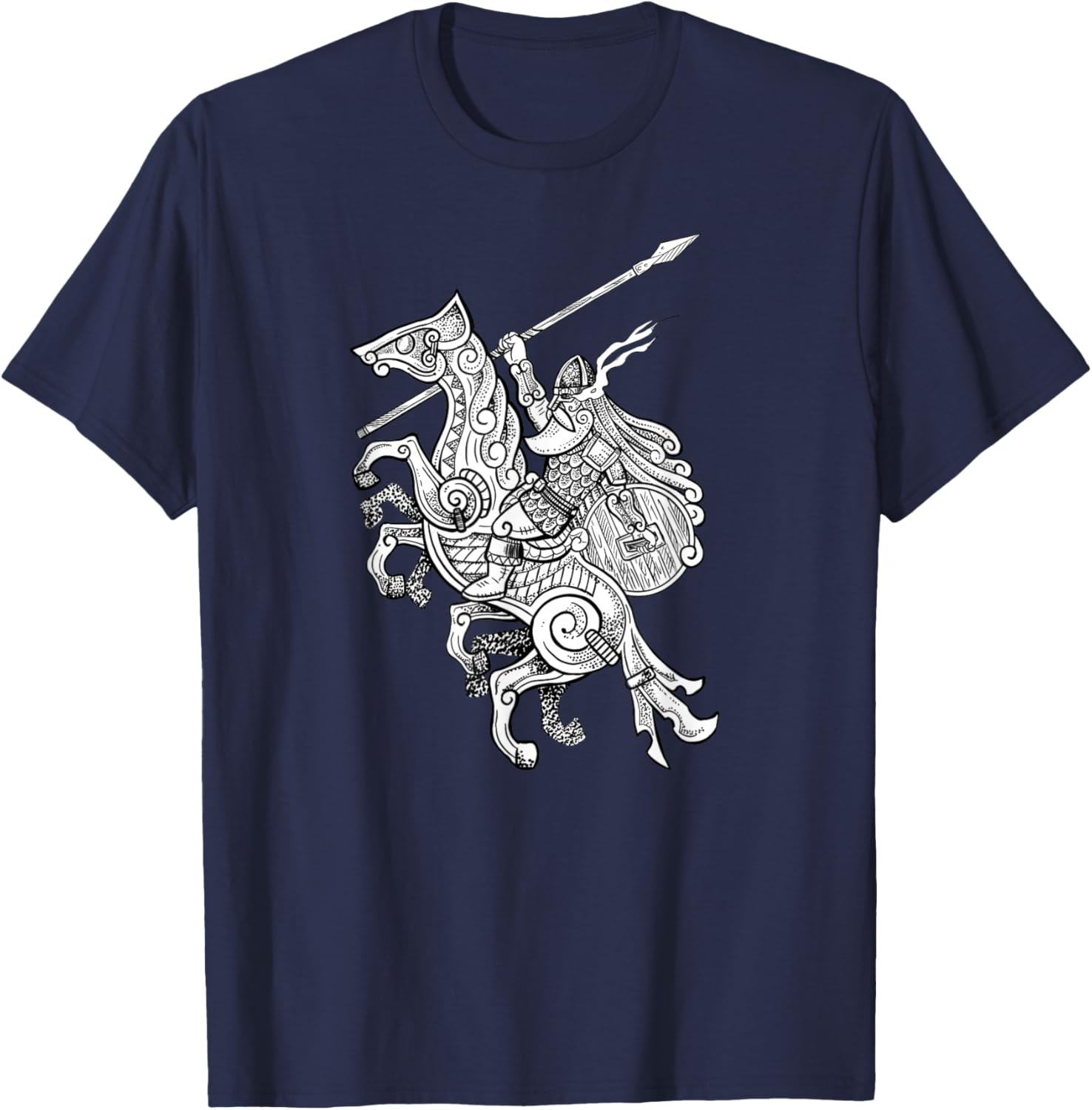 Odin on his horse shirt for vikings nordic style T-Shirt - T-Shirt | Navy