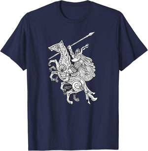Odin on his horse shirt for vikings nordic style T-Shirt - T-Shirt | Navy