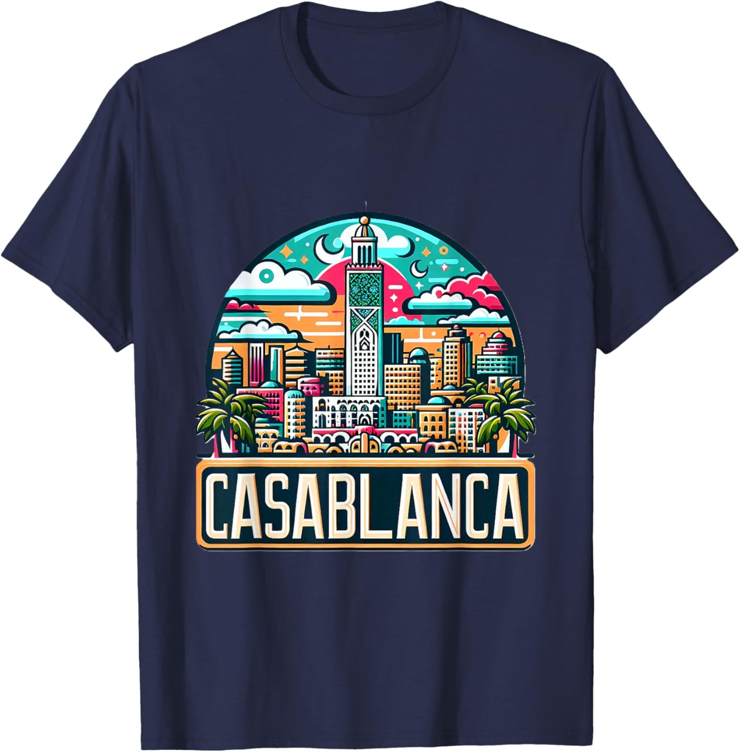 Morocco Casablanca Skyline Moroccan Costume T-Shirt - T-Shirt | Navy
