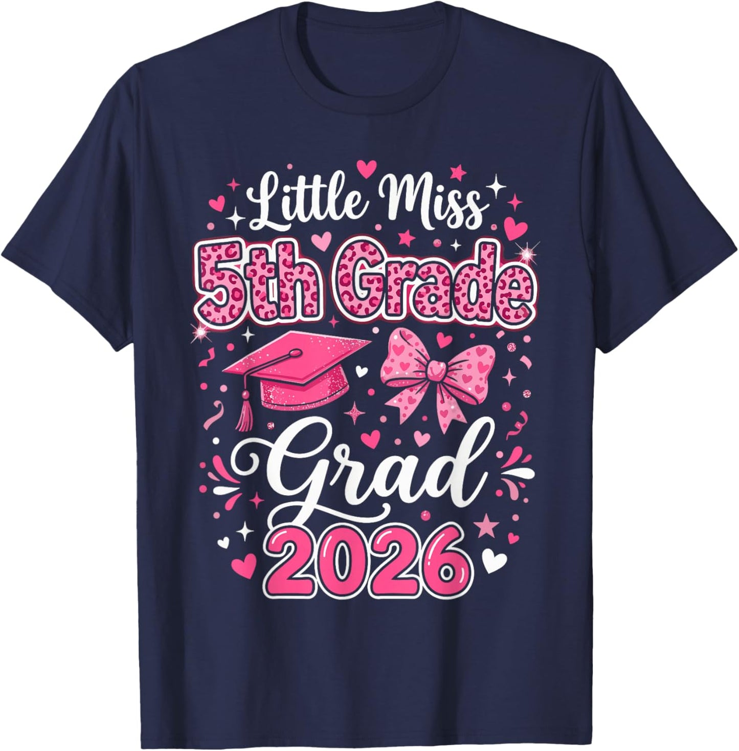 Leopard 5th Grade Graduation Outfits Girls, Little 5th Grade T-Shirt - T-Shirt | Navy