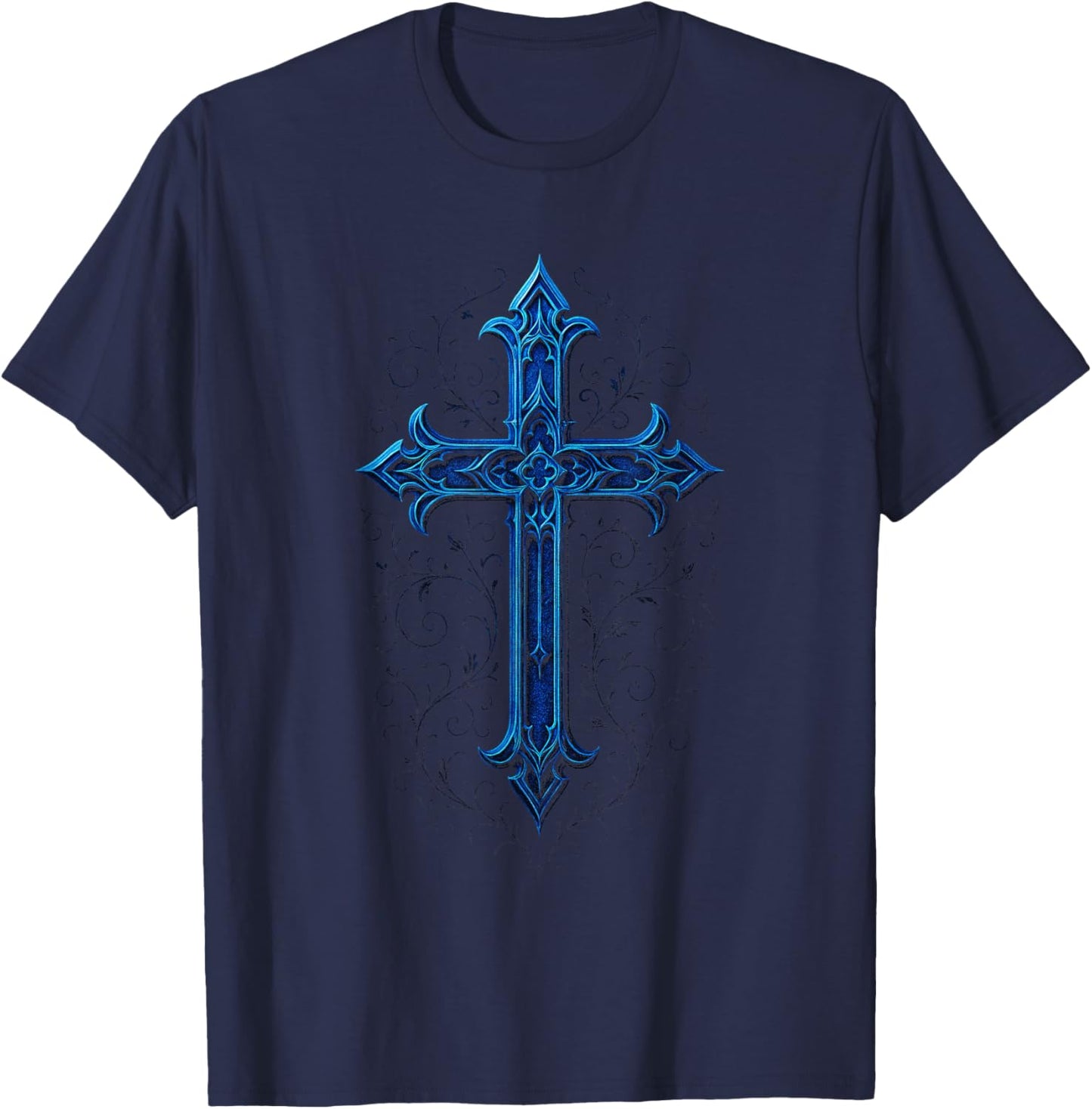 Cross - Gothic Grunge Y2K Emo Alt Style T-Shirt - T-Shirt | Navy