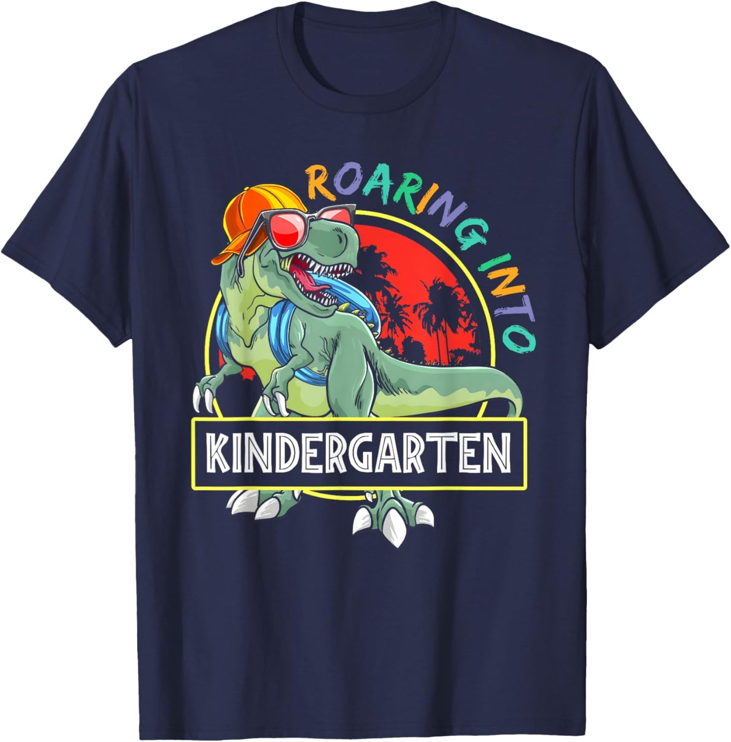 Roaring Into Kindergarten Dinosaur TRex Back To School Kids T-Shirt - T-Shirt | Navy