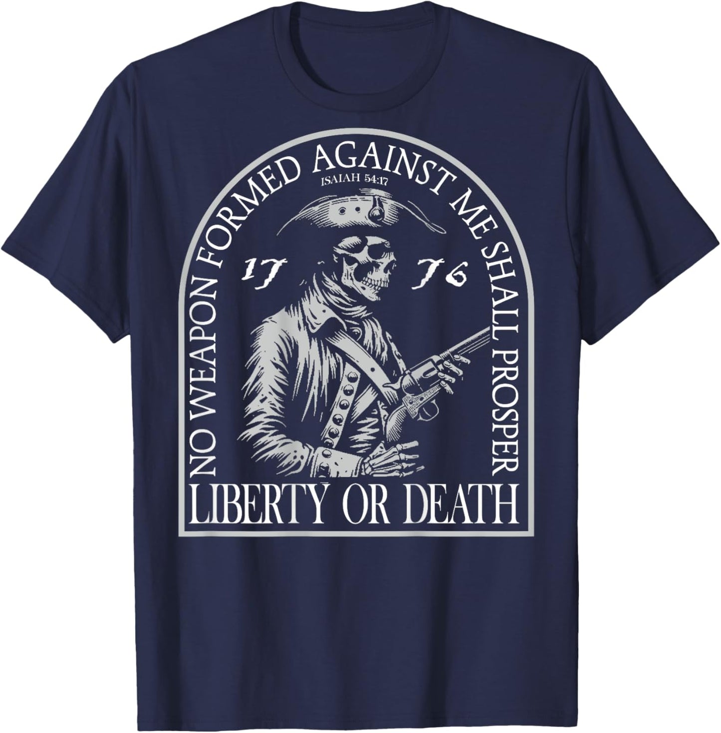 No Weapon Formed Against Me Shall Prosper (on back) T-Shirt - T-Shirt | Navy