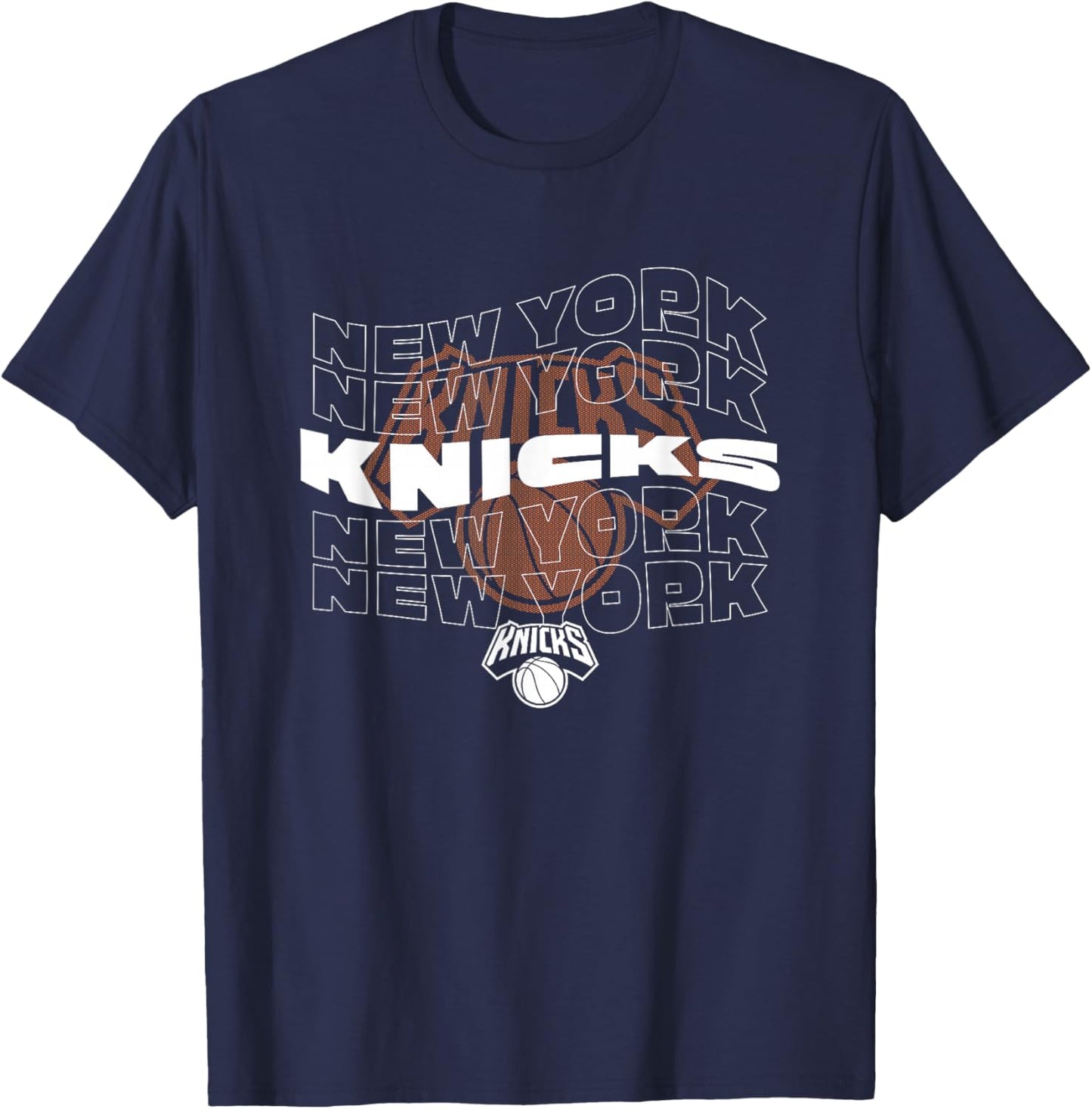 NBA New York Knicks Wave Outline Team Logo T-Shirt - T-Shirt | Navy