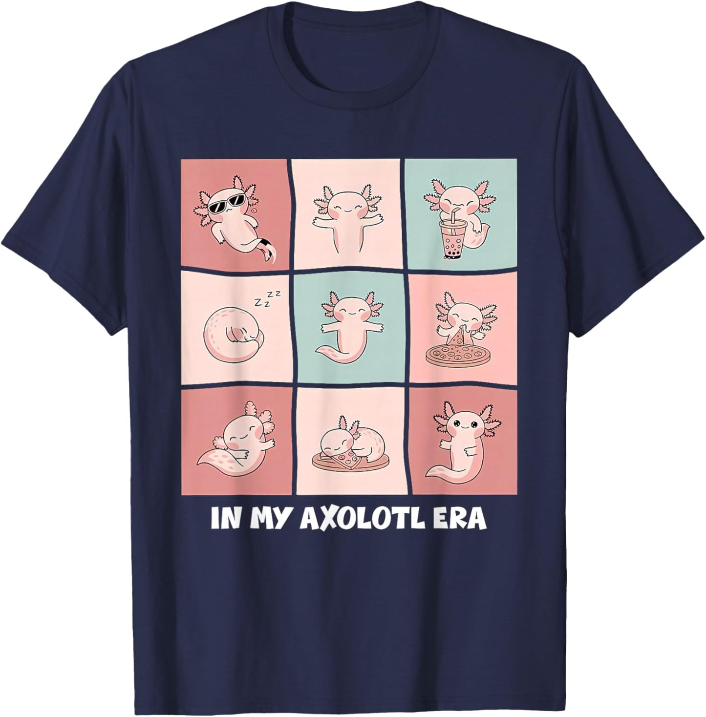 In My Axolotl Era, Salamander Cute Axolotl Kids Boys Girls T-Shirt - T-Shirt | Navy