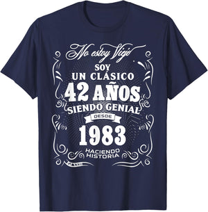 Vintage 42nd Birthday Men Funny 1983 42 Birthday Spanish T-Shirt - T-Shirt | Navy