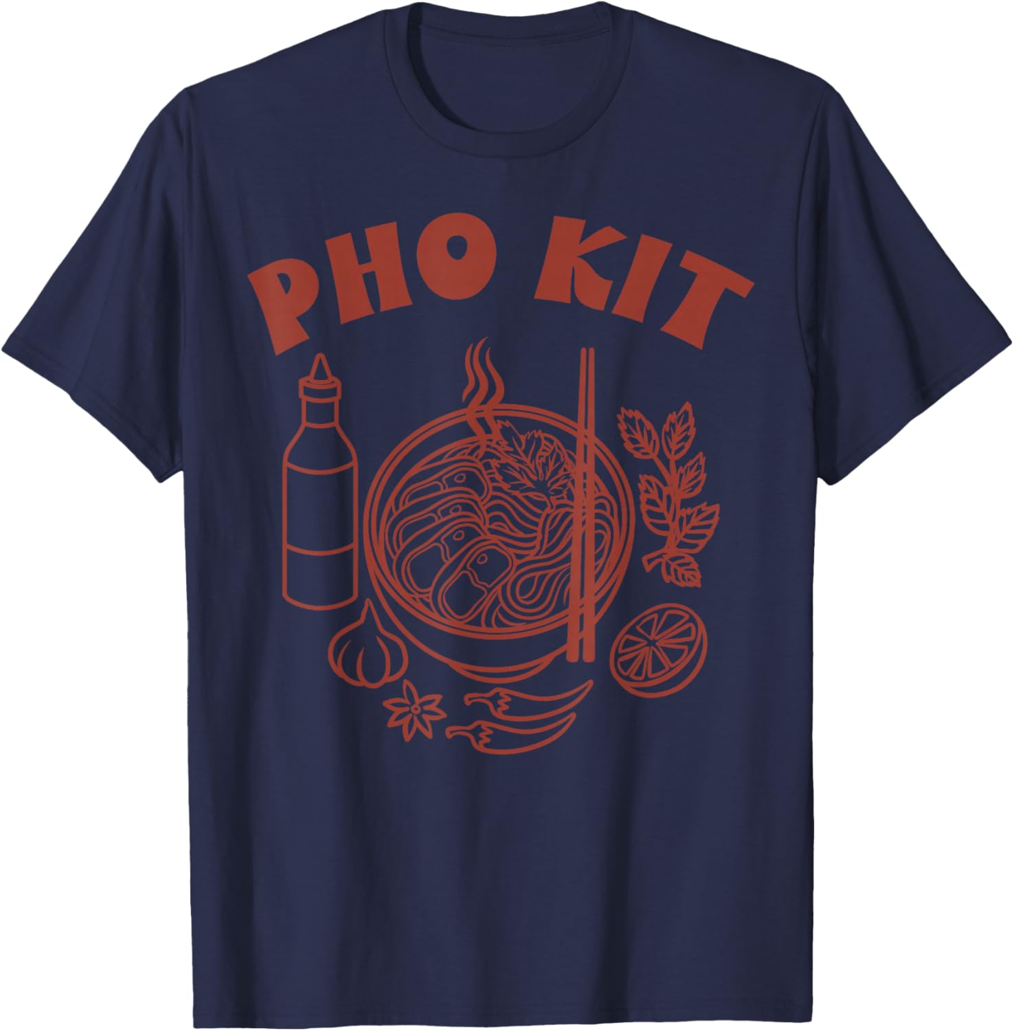 Pho Kit Vietnamese Funny Noodle Soup Asian Food Ramen Lover T-Shirt - T-Shirt | Navy