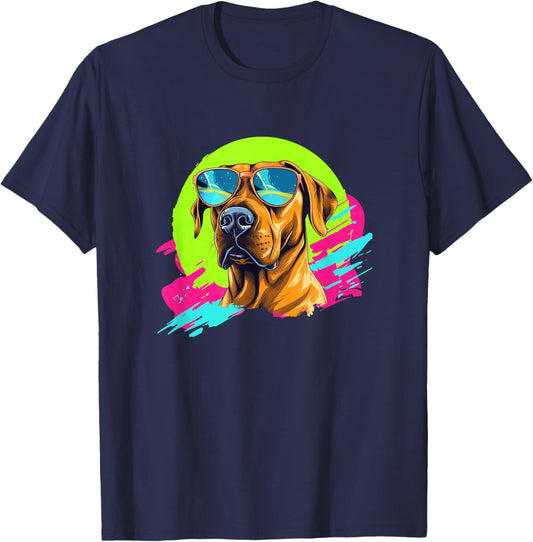 Funny Retro Vintage 80s Rhodesian Ridgeback Ridgie Lover T-Shirt - T-Shirt | Navy