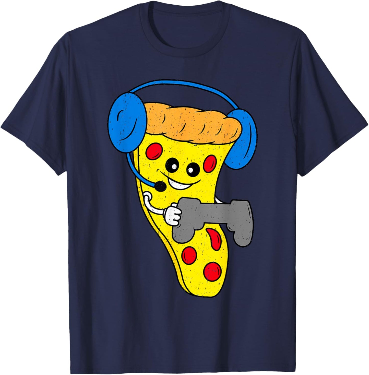 Funny Gamer Shirt Boys Kids Teen Pizza Video Gaming T-Shirt - T-Shirt | Navy