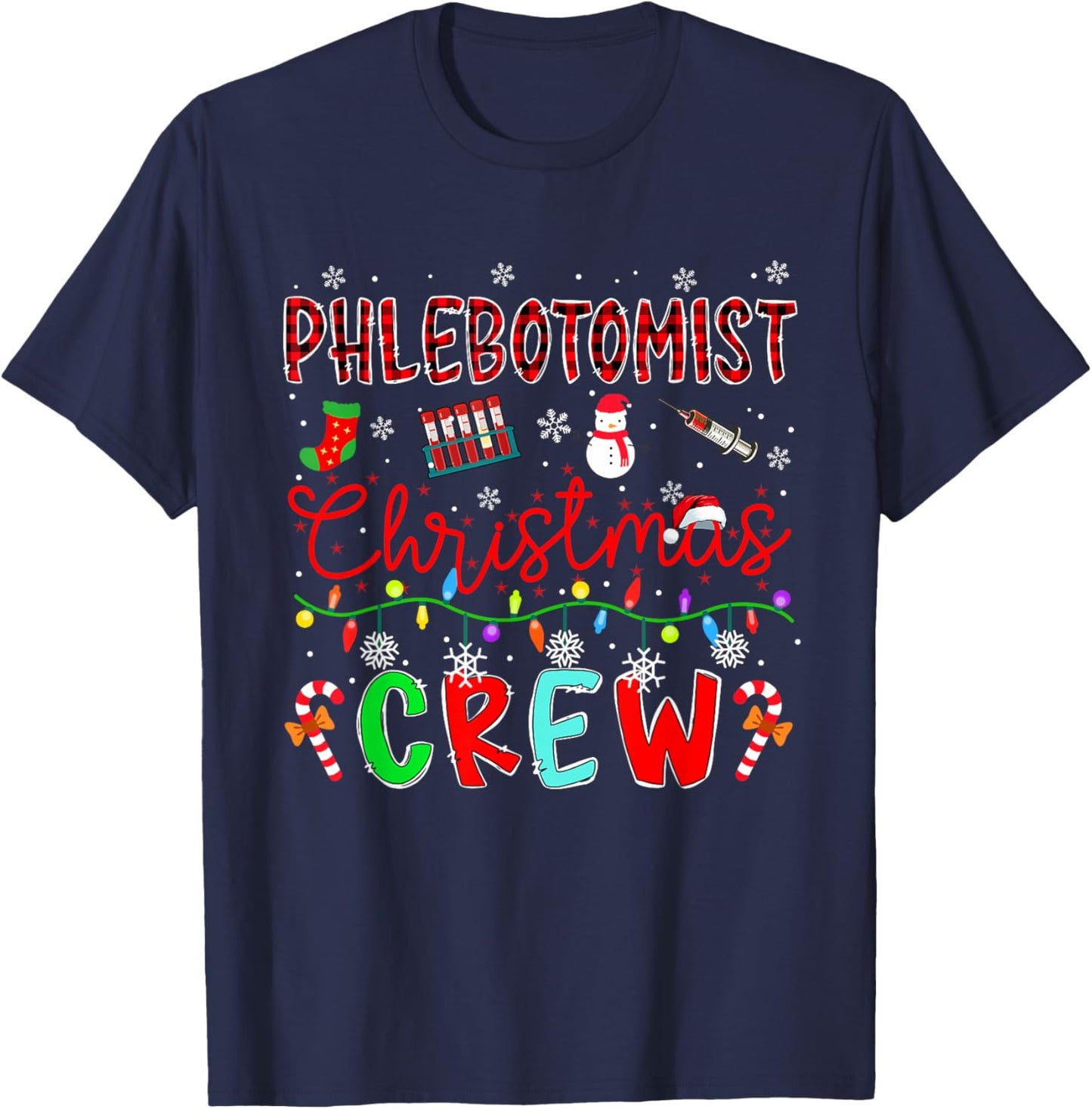Phlebotomist Christmas Crew Matching Job Team Funny Parties T-Shirt - T-Shirt | Navy
