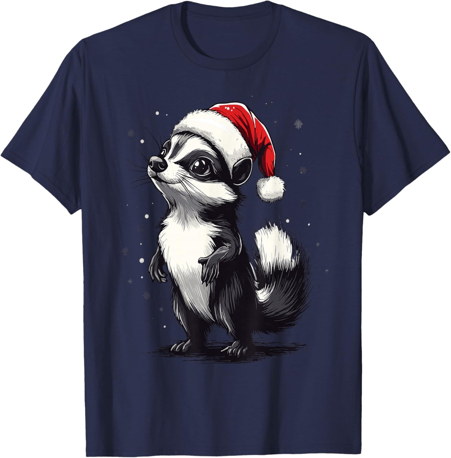 Skunk Santa Hat Funny Xmas Skunk Lovers Christmas Pajama T-Shirt - T-Shirt | Navy