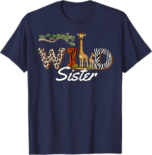 Wild Sister Safari Big Sis Birthday T-Shirt - T-Shirt | Navy
