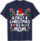 First Christmas As A Mom 2024 Family Matching 1st New Mom T-Shirt - T-Shirt | Navy