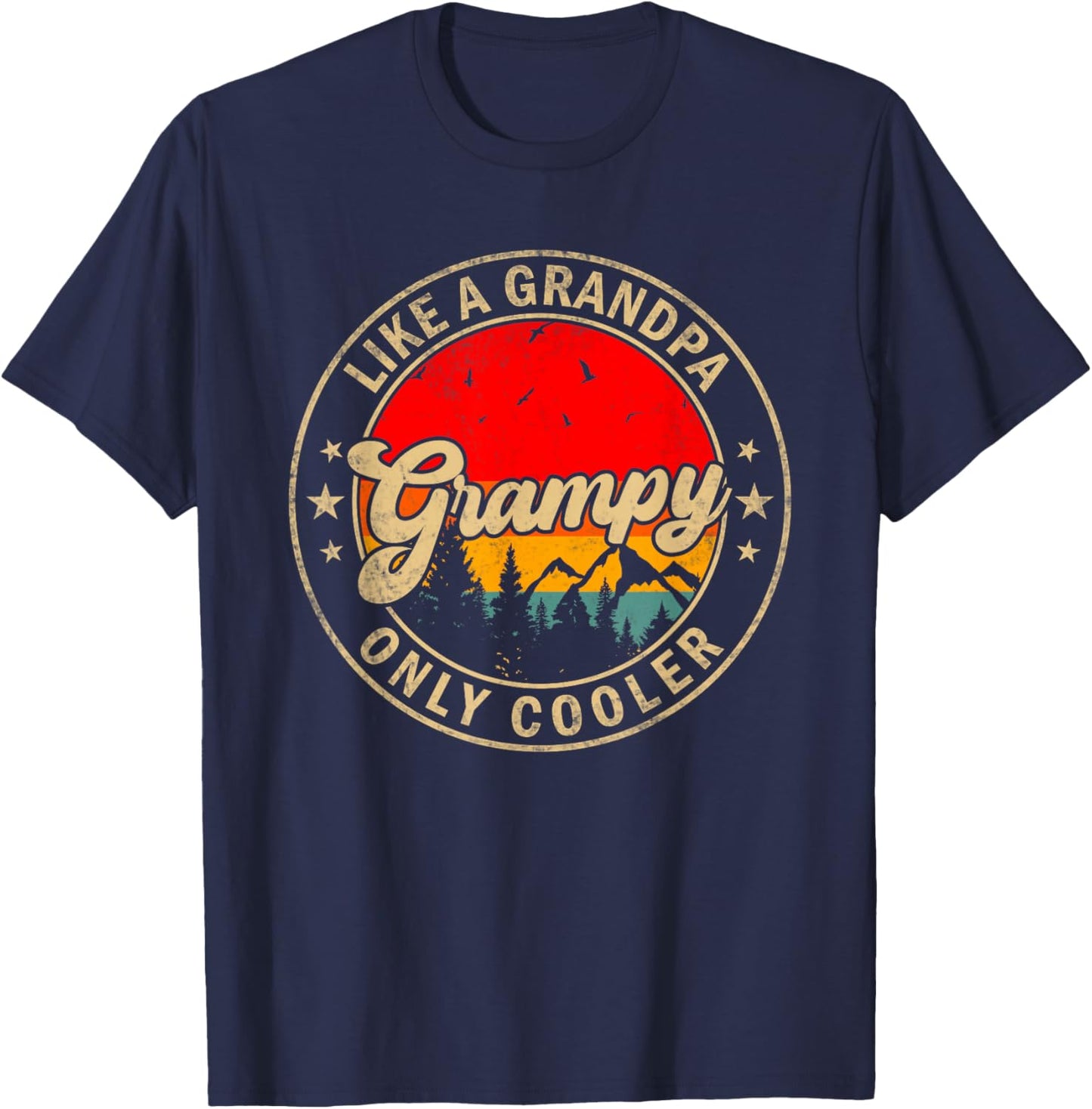 Grampy Like A Grandpa Only Cooler Funny Papa Grandpa T-Shirt - T-Shirt | Navy