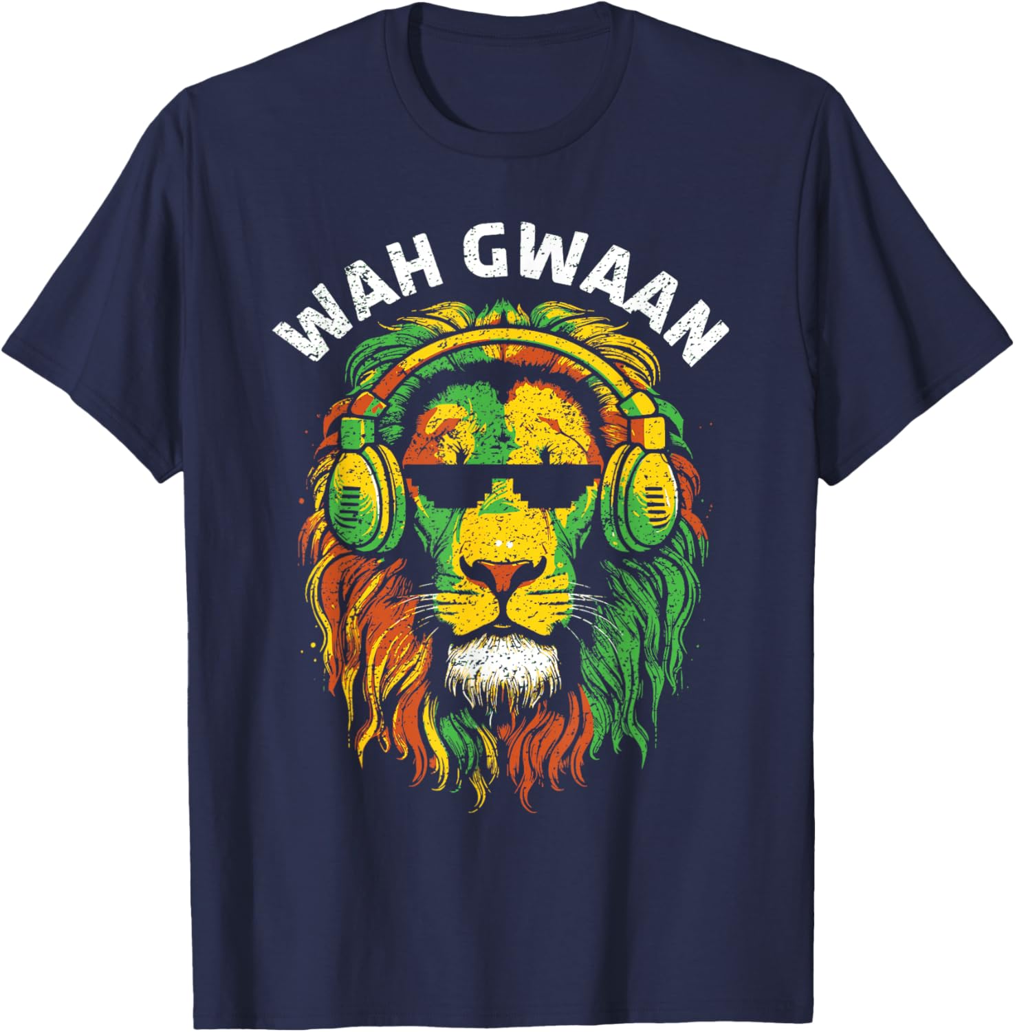 Wah Gwaan Jamaican Reggae Rasta Colors Funny Jamaica T-Shirt - T-Shirt | Navy