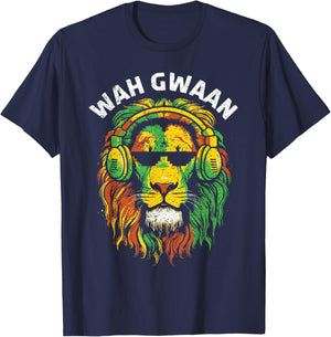 Wah Gwaan Jamaican Reggae Rasta Colors Funny Jamaica T-Shirt - T-Shirt | Navy