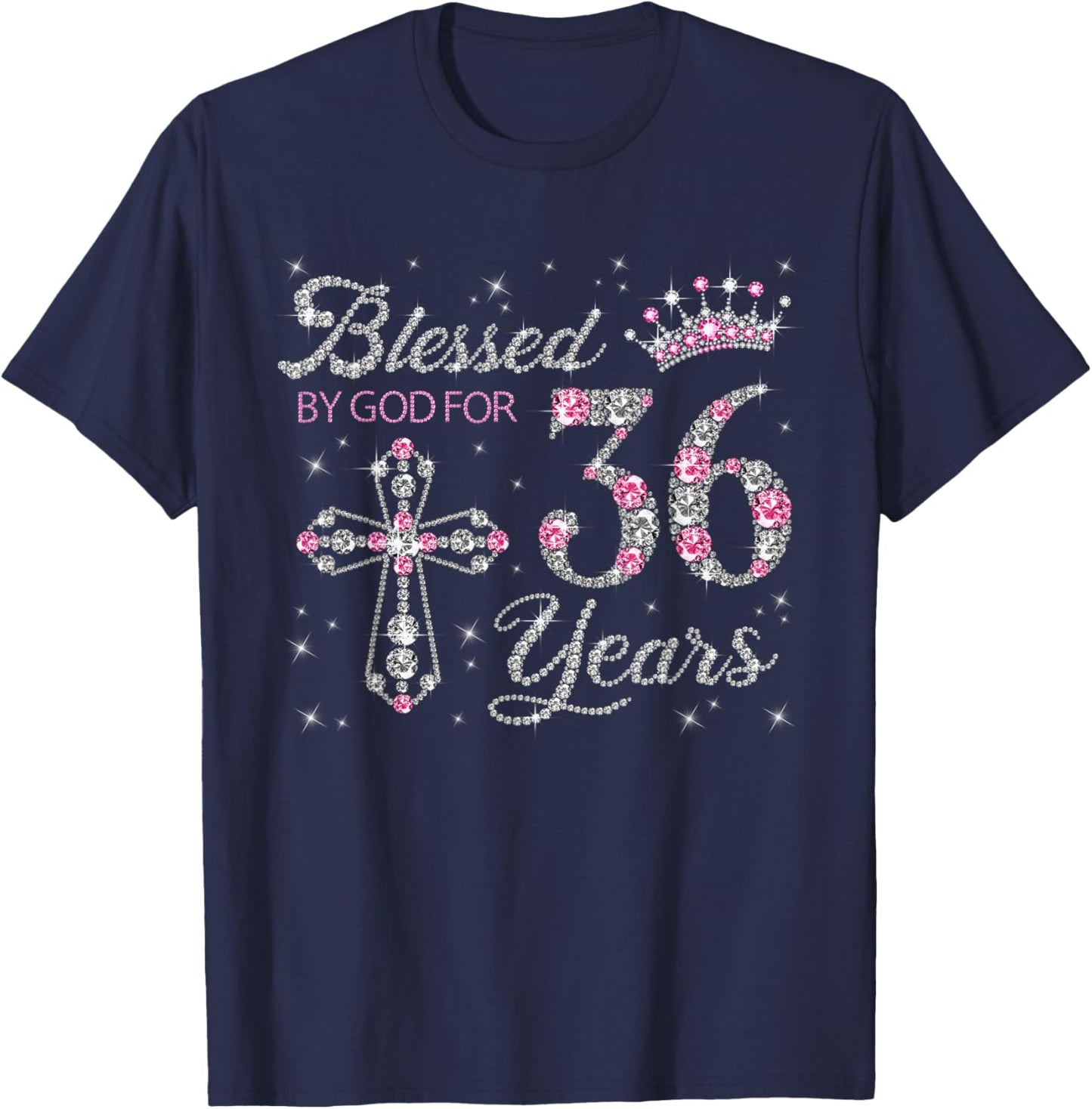 Blessed by God For 36 Years Old 36th Birthday Gift T-Shirt - T-Shirt | Navy